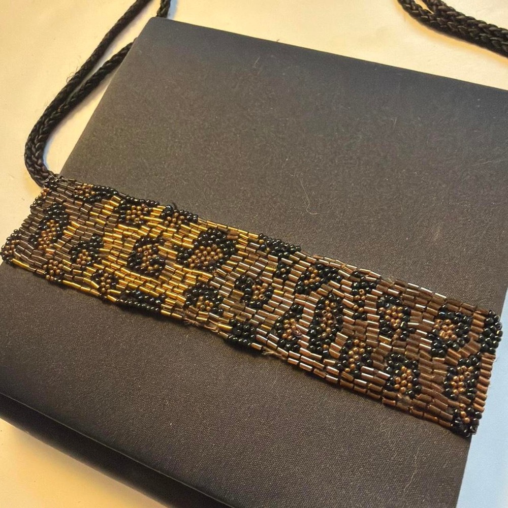 Impo Vintage 90s Beaded Leopard Whimsygoth Crossbody Small Purse Black - Picture 6 of 6